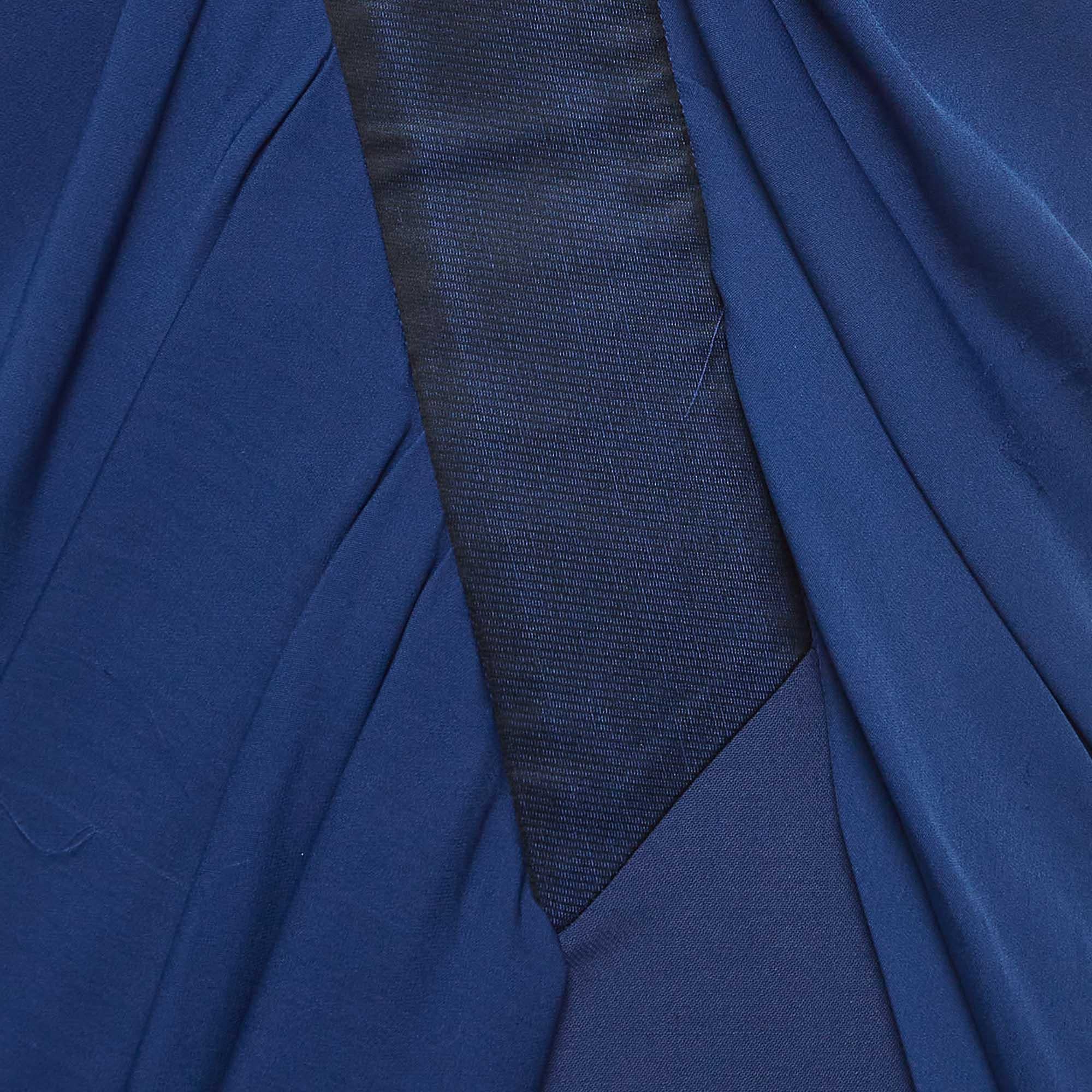 Blu Sportmax - Vestito a tubino in gabardina e raso blu, stile drappeggiato - S