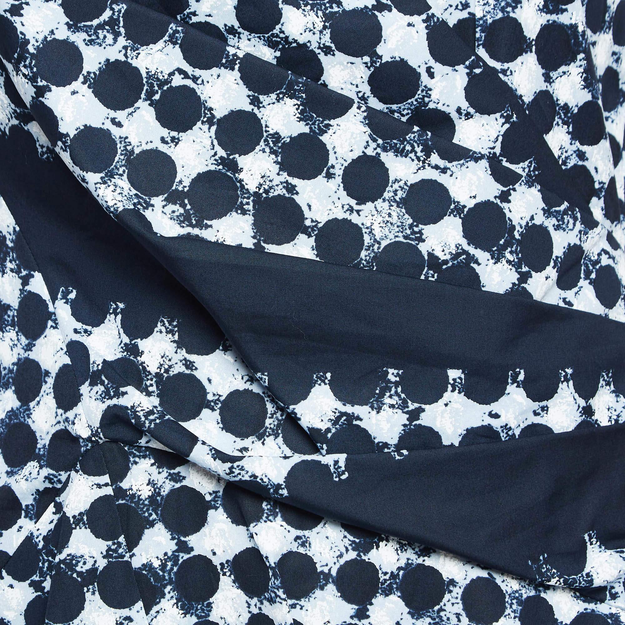 Black Sportmax Blue Printed Cotton Flared Midi Dress M For Sale