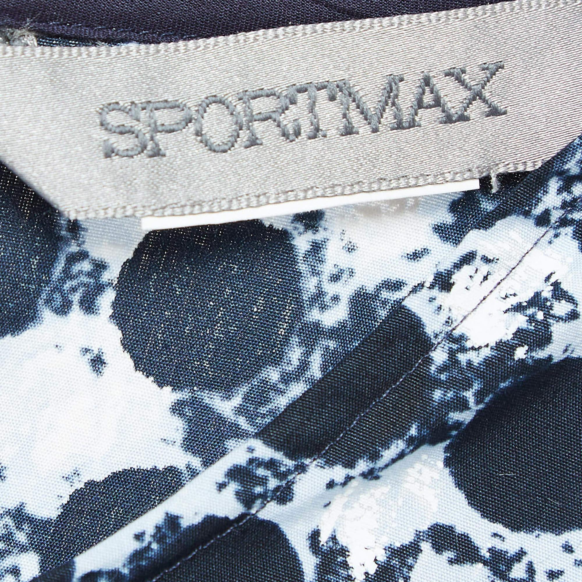 Sportmax Blue Printed Cotton Flared Midi Dress M In Good Condition For Sale In Dubai, Al Qouz 2