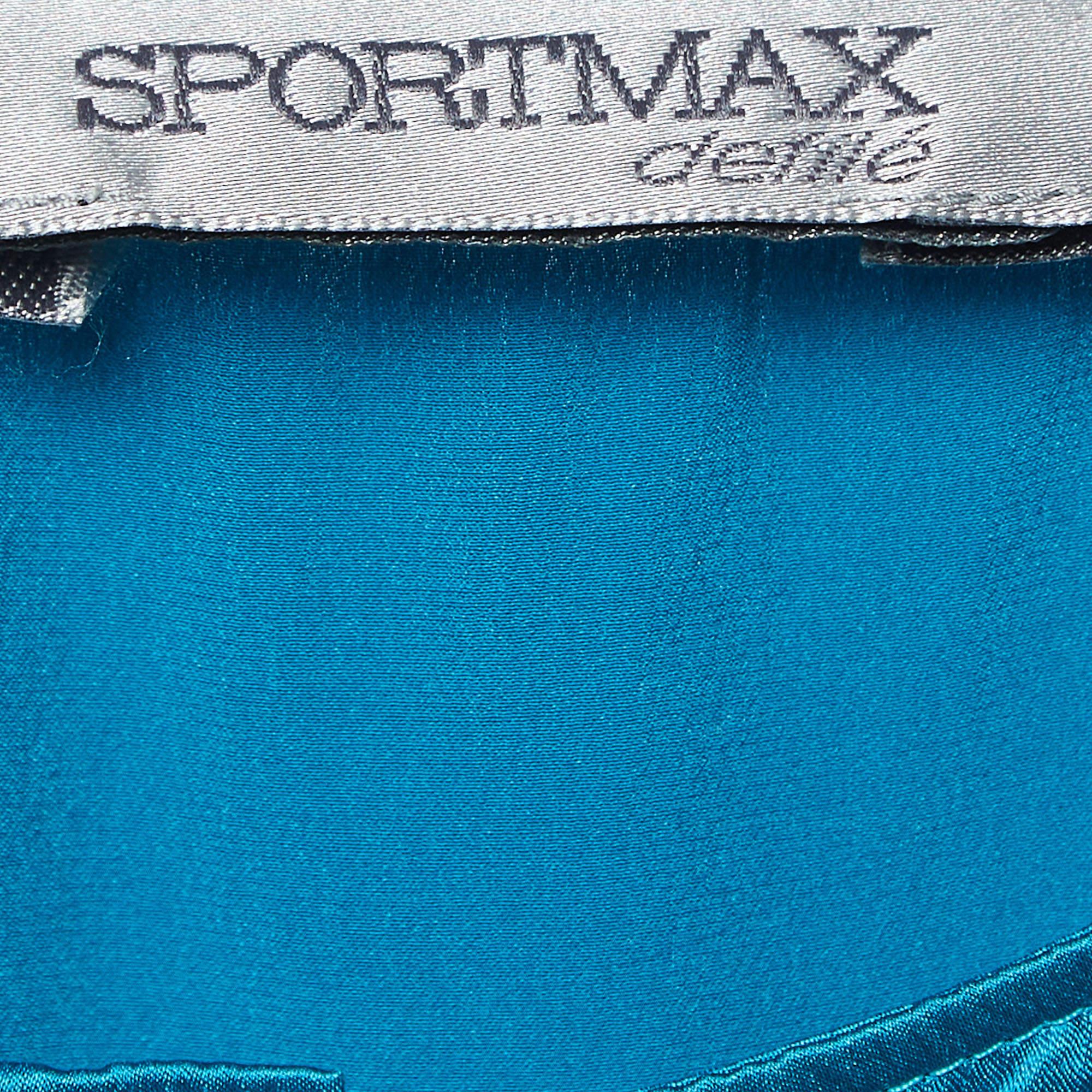 Donna Sportmax - Top con maniche abbottonate in raso blu e seta - S in vendita