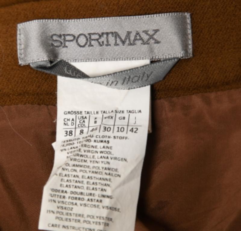 Marron Sportmax Brown Wool A-Line Skirt M. en vente