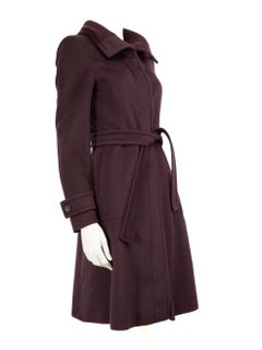 Sportmax Burgundy Wool Belted Long Coat Size S