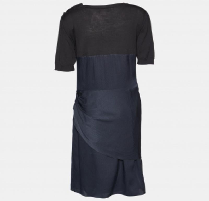 Sportmax Charcoal Grey Drapiertes Minikleid aus Wolle und Seide L Damen im Angebot