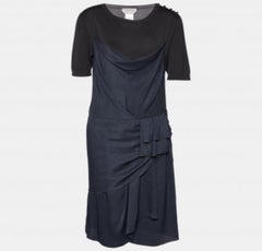 Sportmax Mini Abito Drappeggiato in Lana e Seta Grigio Antracite L.L.A.