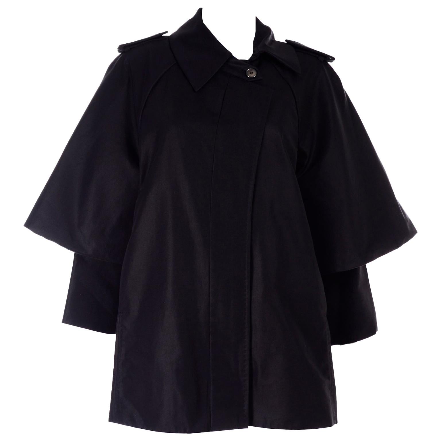 Sportmax Coat Italy Black Raincoat With Capelet