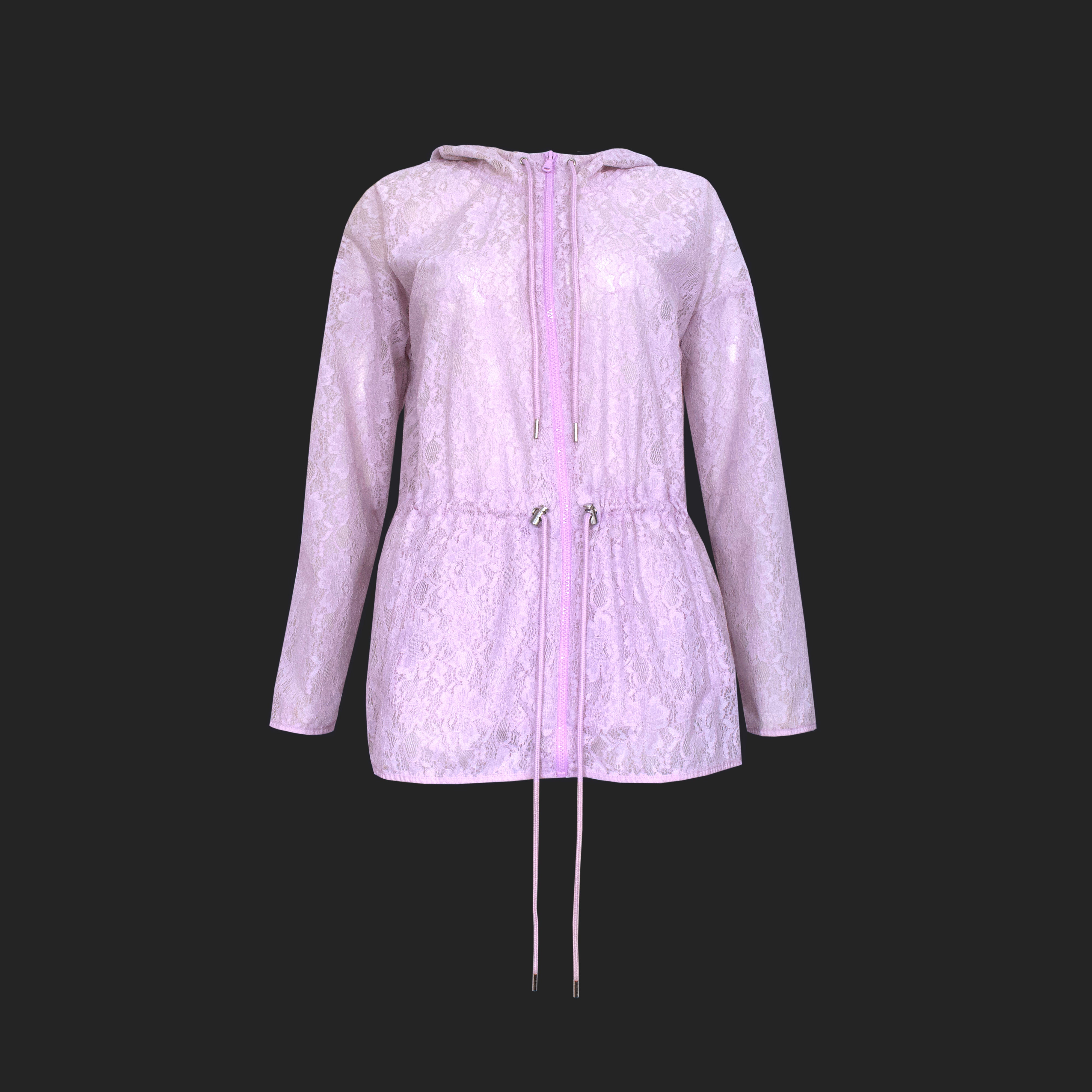Sportmax Code - Lace Rain Jacket - Waterproof Lilac Lace - Hooded  