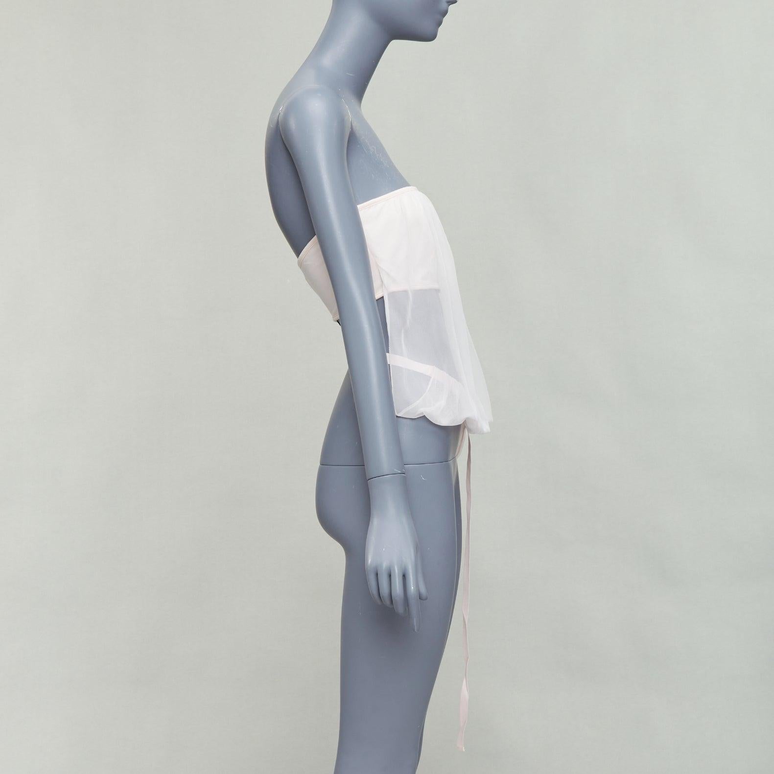 SPORTMAX CODE Gambo blush pink cotton blend chiffon overlay ribbon tube top M In Good Condition In Hong Kong, NT