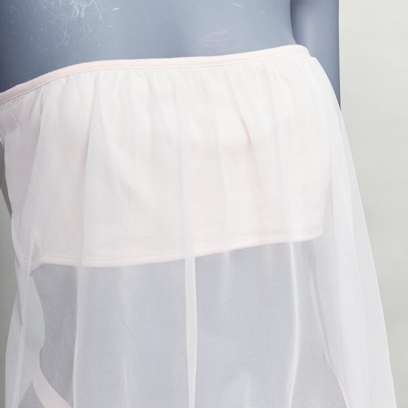 SPORTMAX CODE Gambo blush pink cotton blend chiffon overlay ribbon tube top M 2
