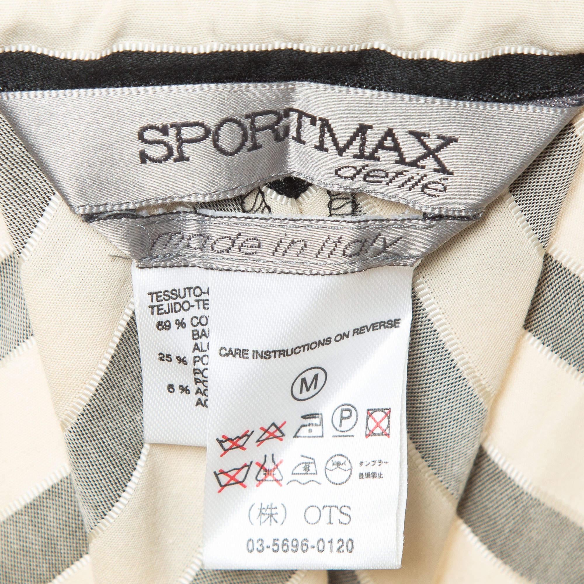 Sportmax Maxi gonna a righe crema/nera in misto cotone con balze M. In condizioni buone in vendita a Dubai, Al Qouz 2