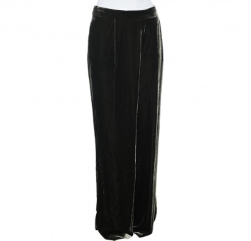 Black Sportmax Green Velvet Palazzo Pants L