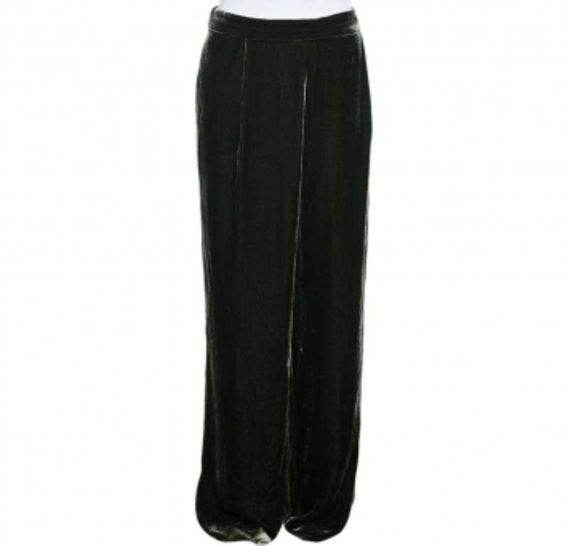 Sportmax Green Velvet Palazzo Pants L 2