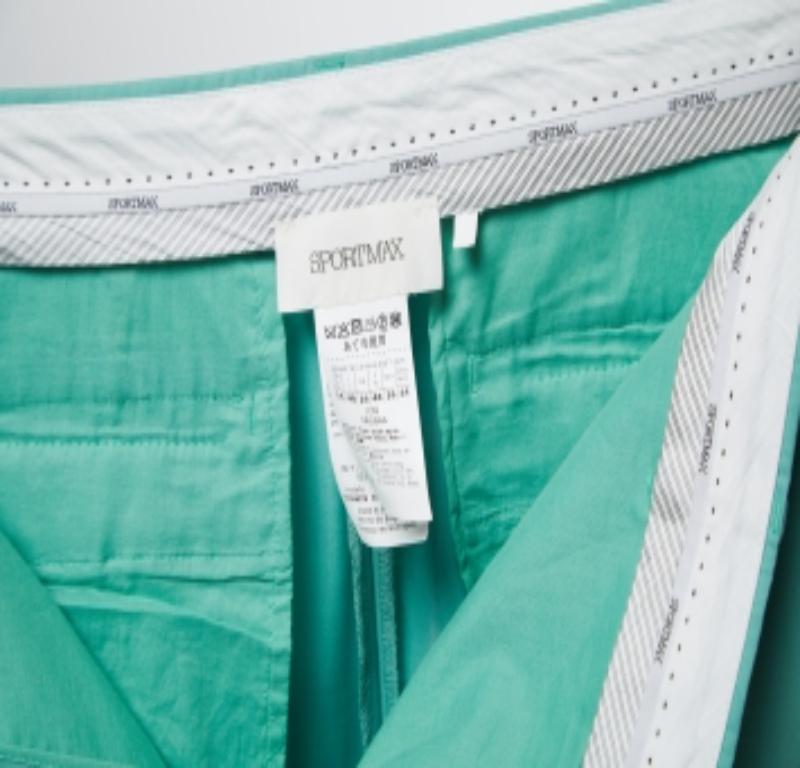 Vert Sportmax Green Wool Blend High Waist Flared Trousers L en vente
