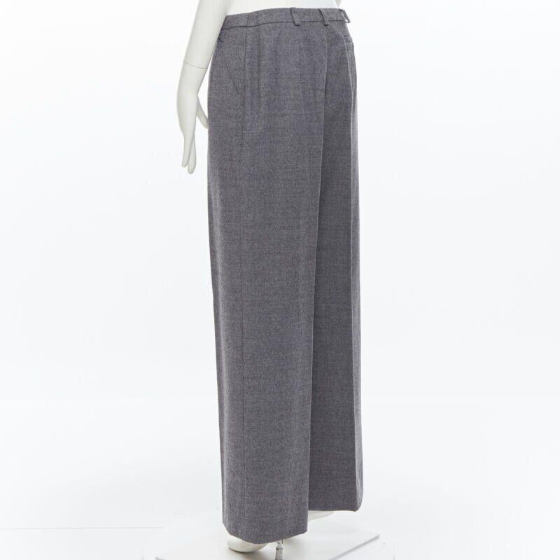 SPORTMAX pantaloni a gamba larga in misto lana vergine grigia con tasca frontale nascosta US12 29