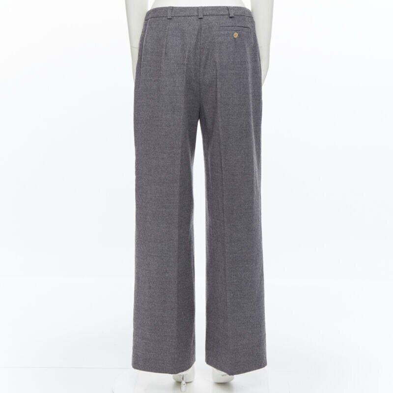 Donna SPORTMAX pantaloni a gamba larga in misto lana vergine grigia con tasca frontale nascosta US12 29