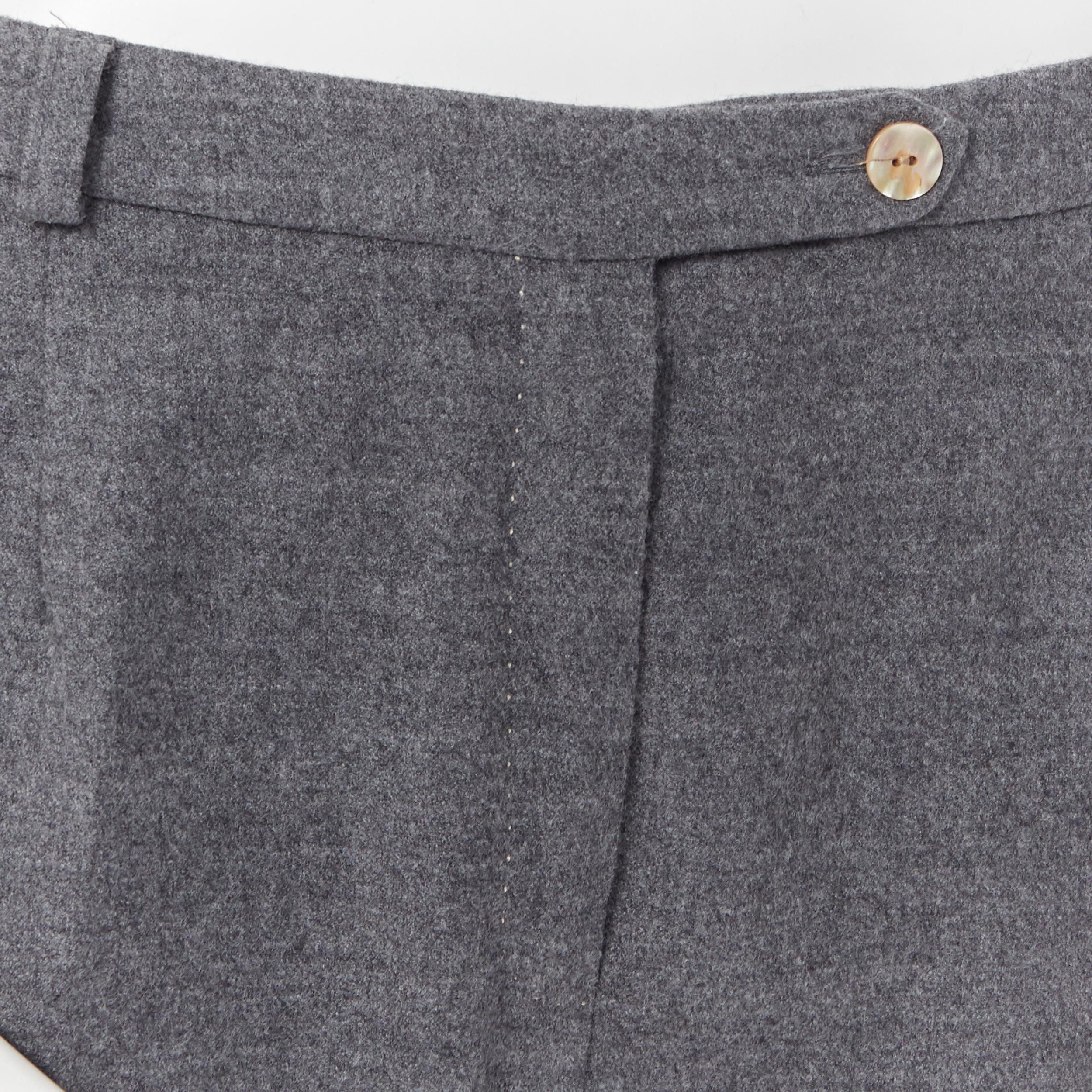 SPORTMAX grey virgin wool blend concealed front pocket wide leg pants US12 29