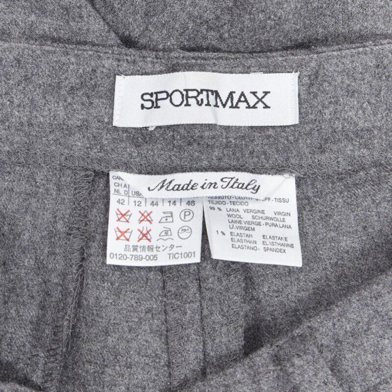 SPORTMAX pantaloni a gamba larga in misto lana vergine grigia con tasca frontale nascosta US12 29