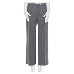SPORTMAX pantaloni a gamba larga in misto lana vergine grigia con tasca frontale nascosta US12 29"