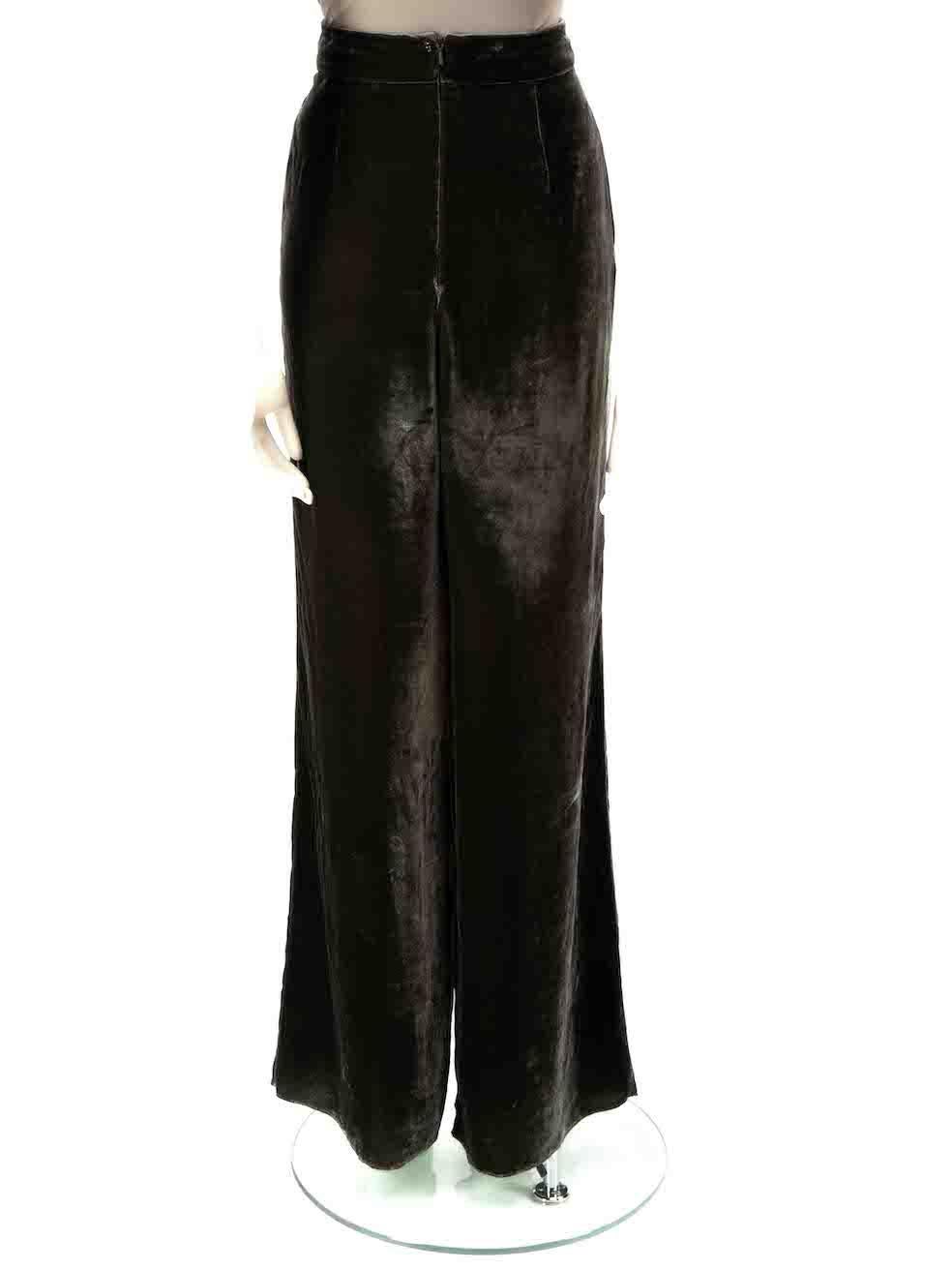 Sportmax Khaki Velvet Wide Leg Trousers Size M In Good Condition For Sale In London, GB