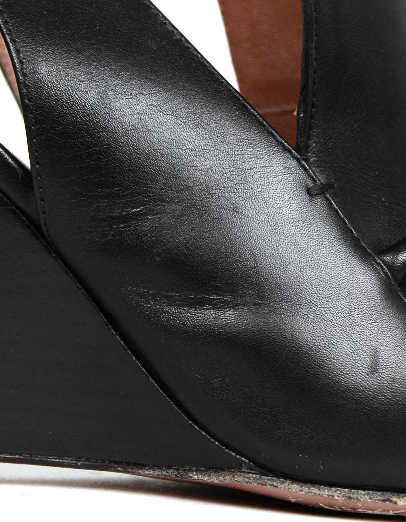 Women's Sportmax Leather Wedge Shoes w/ Leather Tie sz 37