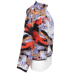 SPORTMAX Long Sleeve Sweater Abstract Pattern Wool Blend Stand Up Collar Sz S