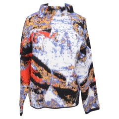 SPORTMAX Long Sleeve Sweater Abstract Pattern Wool Blend Stand Up Collar Sz S
