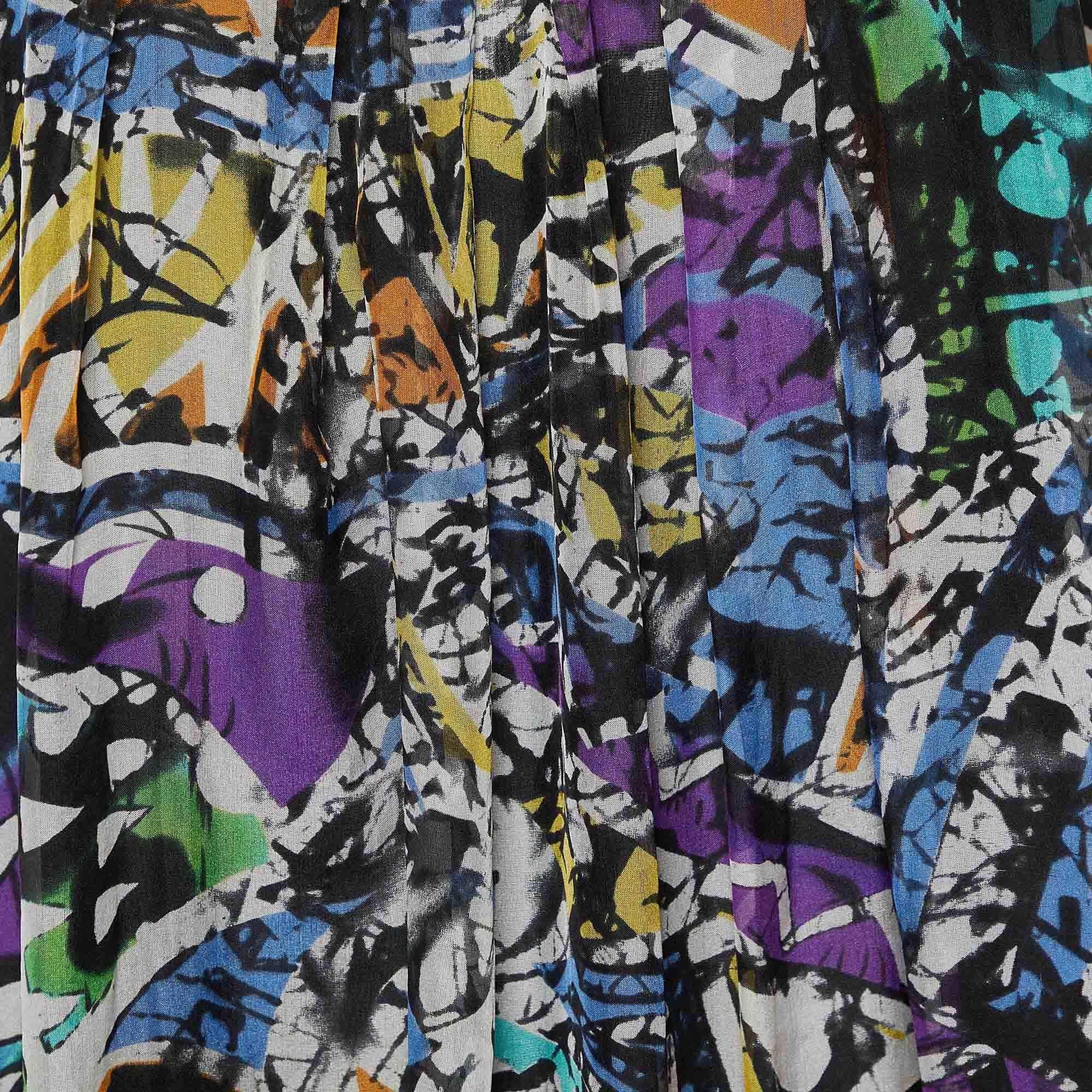 Black Sportmax Multicolor Printed Silk Sleeveless Shift Dress S For Sale