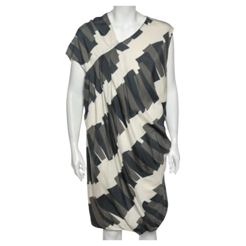 Sportmax - Robe plissée en coton imprimé multicolore  M en vente
