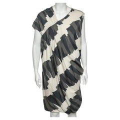 Sportmax - Vestito dettagliato a pieghe in cotone stampato multicolore  M