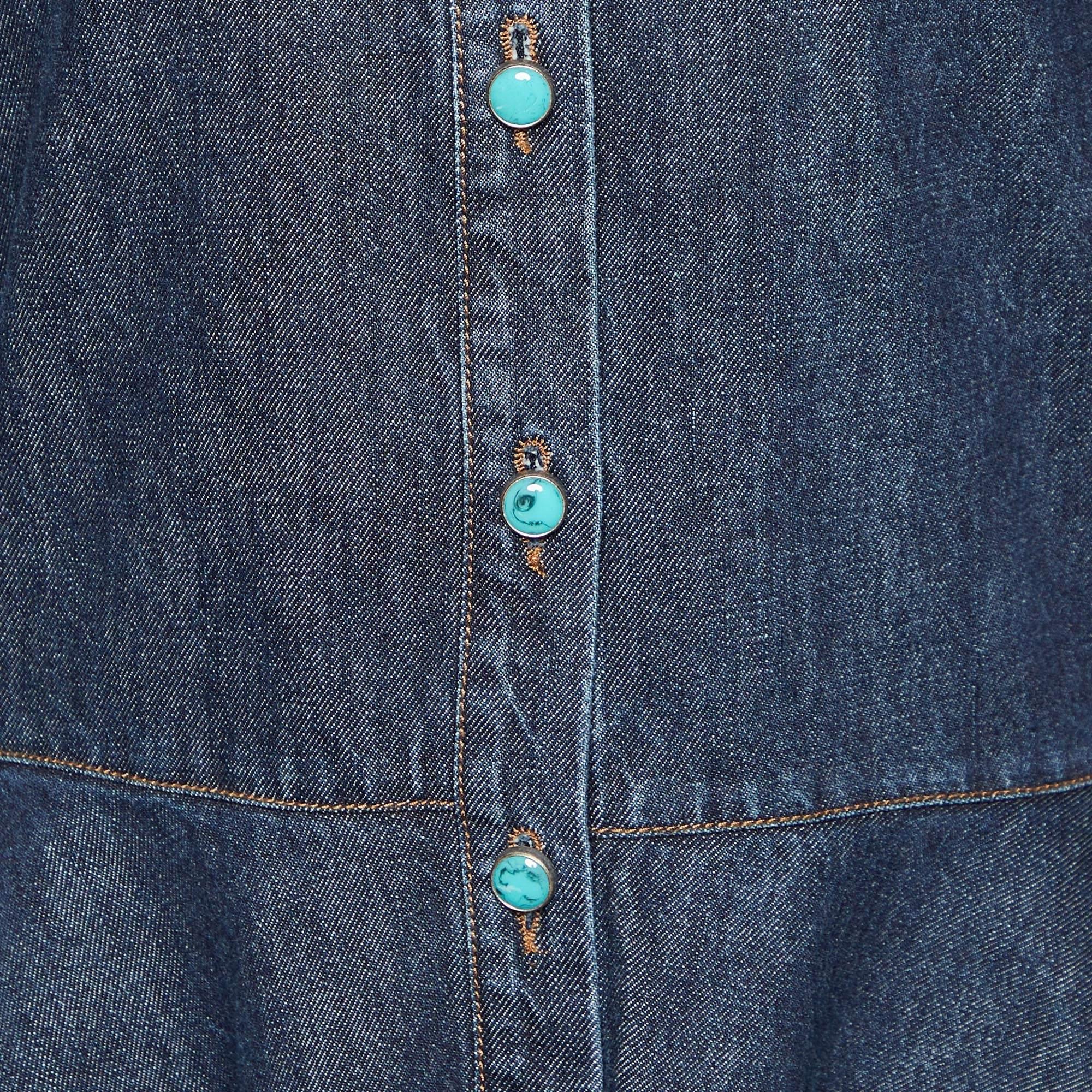 Sportmax Mini-robe chemise Panaro en jean bleu marine L en vente 1