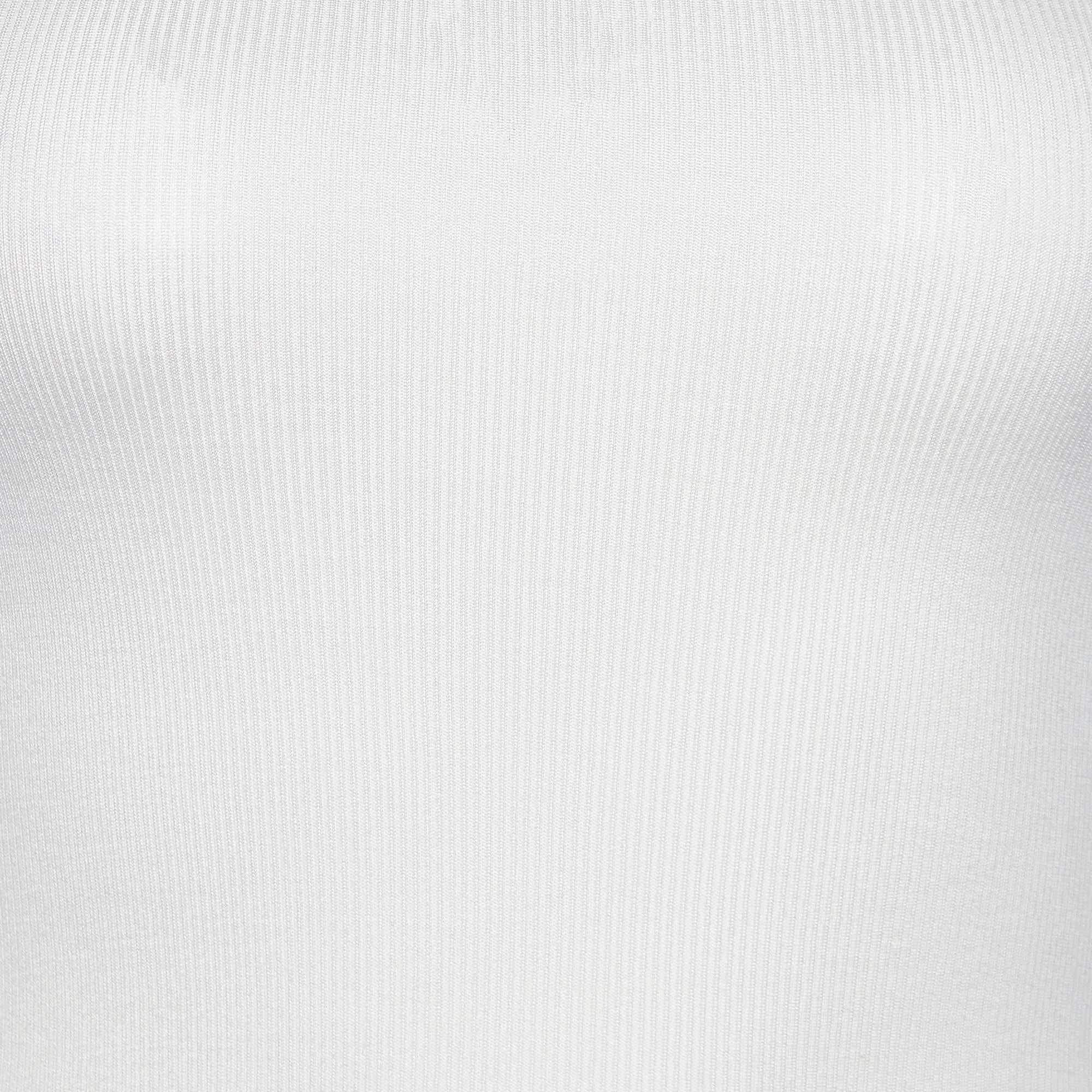 Sportmax Weißes Kurzarm-T-Shirt aus Baumwollstrick S (Grau) im Angebot