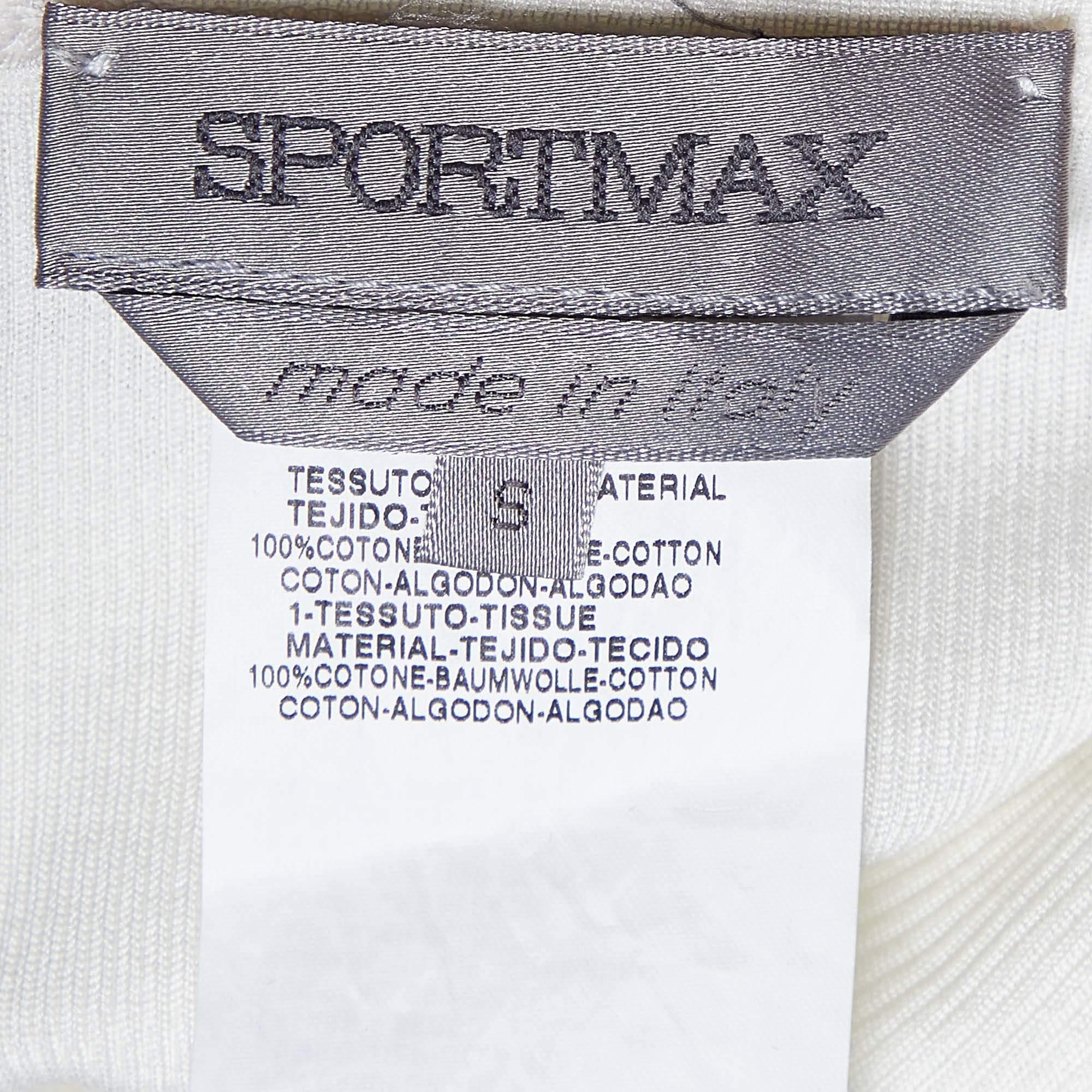 Sportmax Weißes Kurzarm-T-Shirt aus Baumwollstrick S im Zustand „Gut“ im Angebot in Dubai, Al Qouz 2