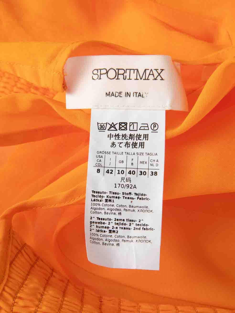 Sportmax Orange Cotton Smocked Panel Midi Dress Size M For Sale 1