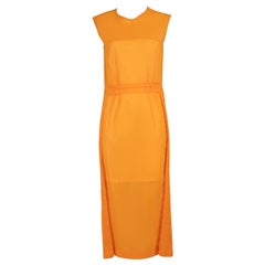 Sportmax - Vestito midi con pannello smock in cotone arancione - taglia M.