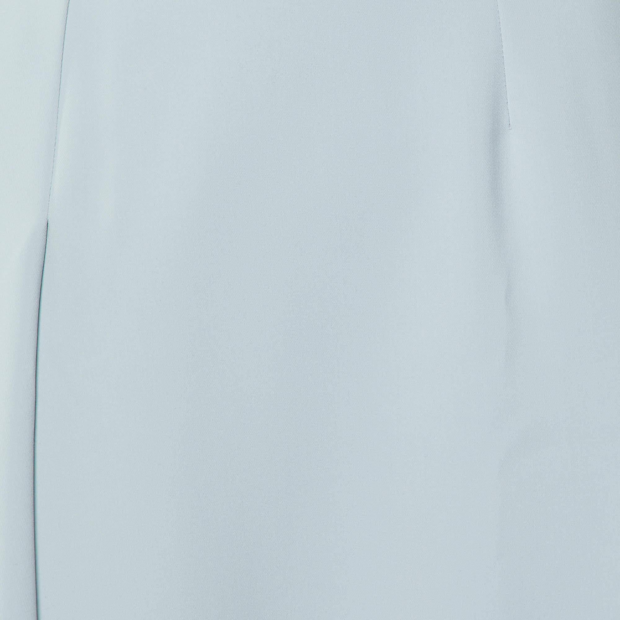 Gray Sportmax Pale Blue Crepe Midi Skirt L For Sale