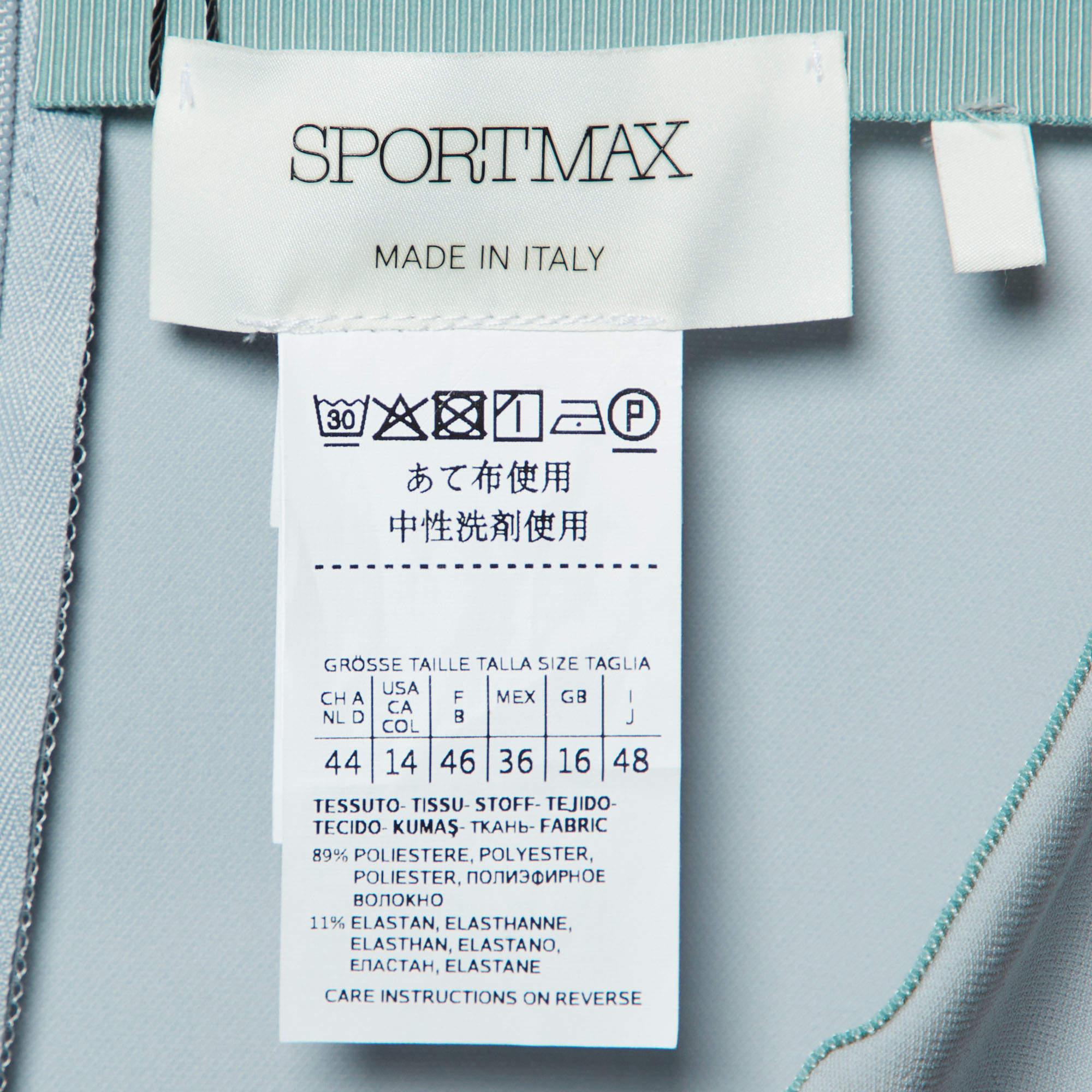Sportmax Pale Blue Crepe Midi Skirt L In Excellent Condition For Sale In Dubai, Al Qouz 2