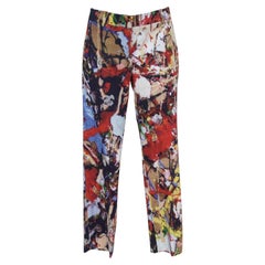 SPORTMAX Pant Pants Trouser Straight Leg Abstract Pattern Print Red Black Sz M