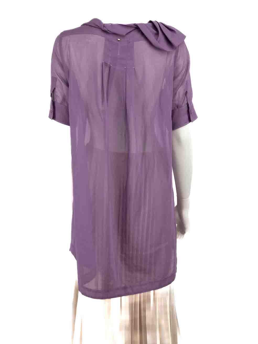Sportmax Purple Sheer Pleated Oversized Blouse Size S In Good Condition For Sale In London, GB