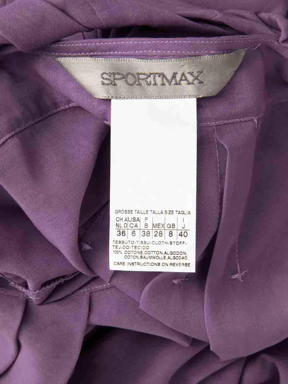 Women's Sportmax Purple Sheer Pleated Oversized Blouse Size S For Sale
