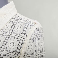 SPORTMAX Sava crème coton rétro fleur crochet chemise transparente XS