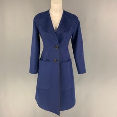 SPORTMAX Size 2 Blue Virgin Wool Angora Single Breasted Coat
