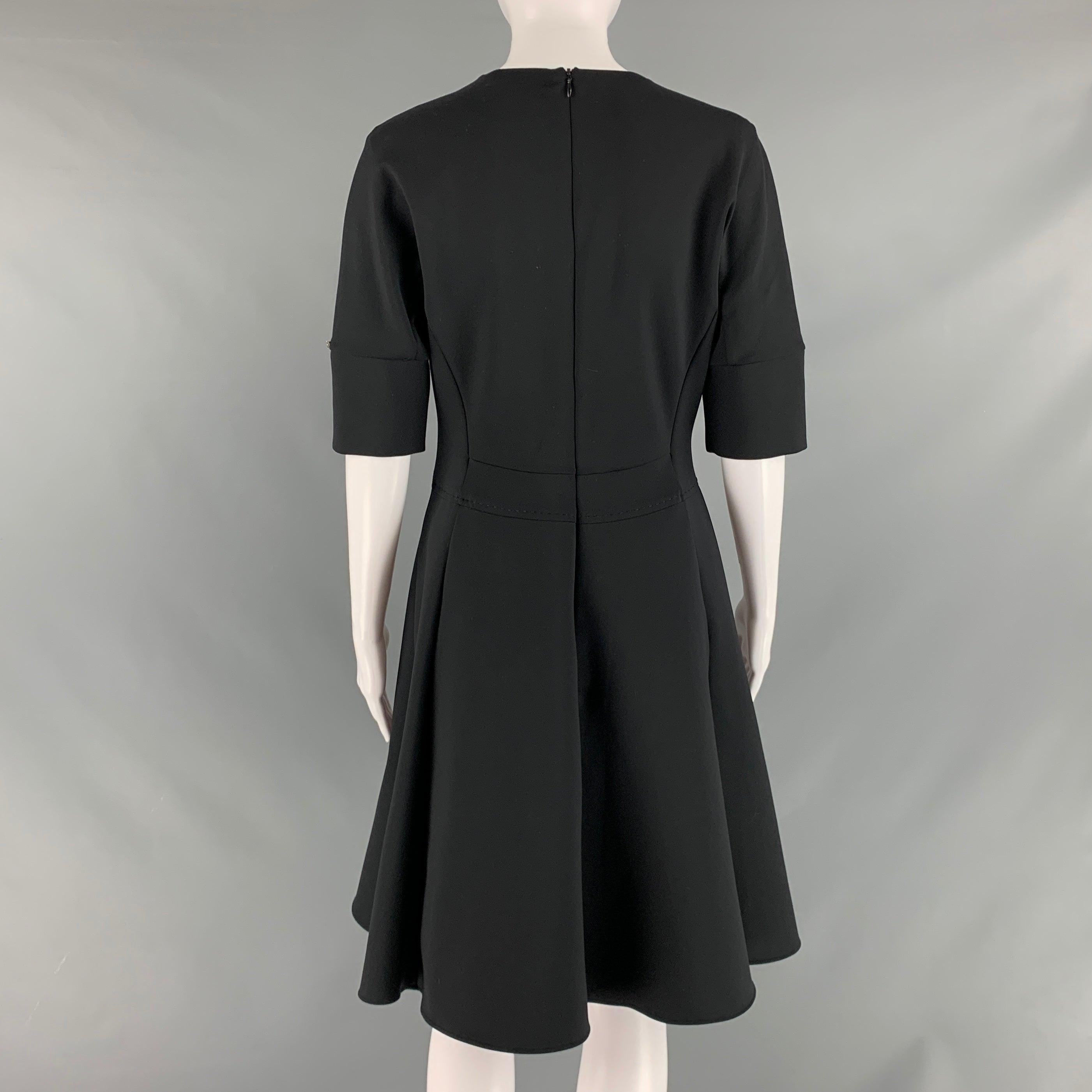 Women's SPORTMAX Size L Black Nylon Eastane Short Sleeve Dress For Sale