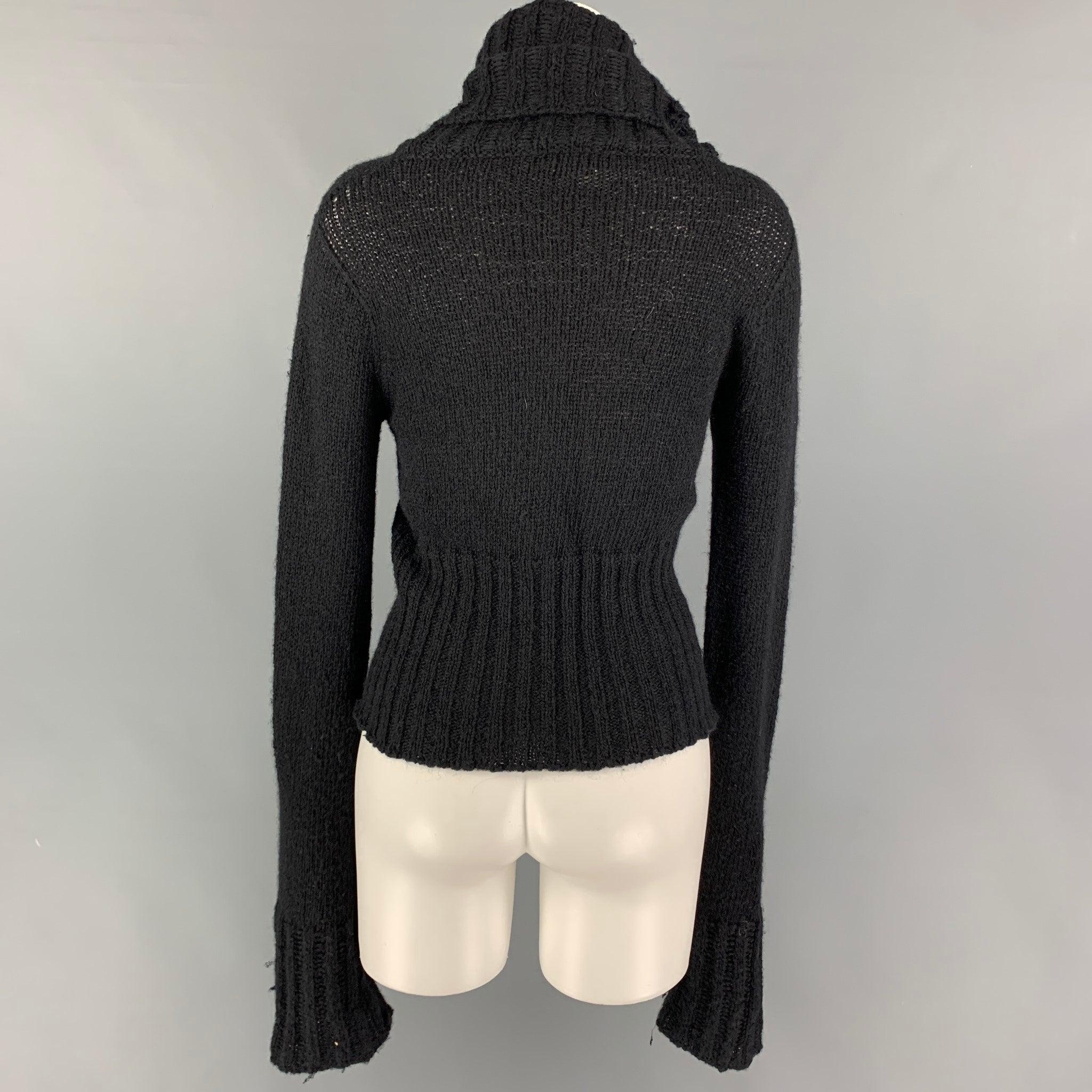 SPORTMAX Size M Black Nylon Mohair Turtleneck Sweater In Good Condition For Sale In San Francisco, CA