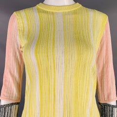 SPORTMAX Size M Yellow Pink Rib Knit Crew Neck Casual Top