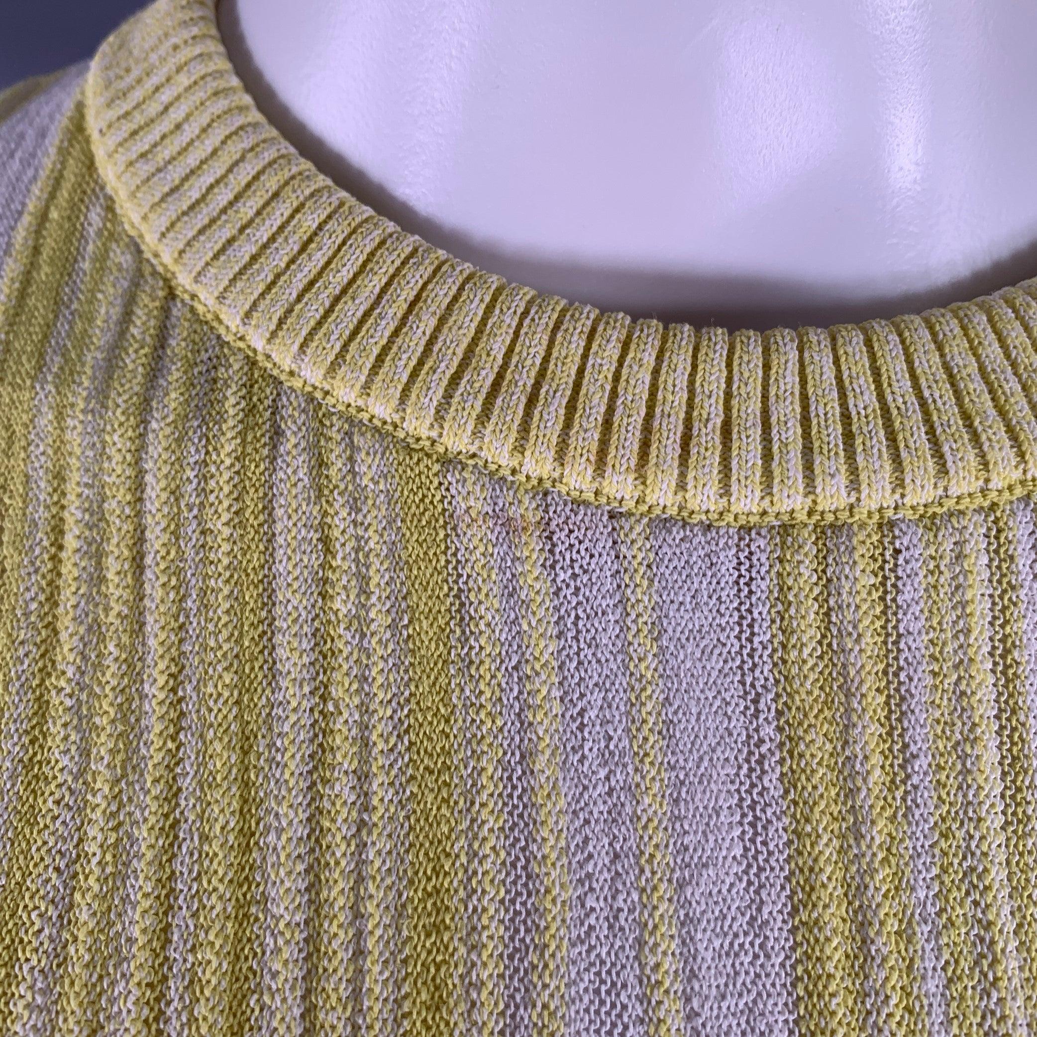 Women's SPORTMAX Size M Yellow Pink Rib Knit Crew Neck Casual Top For Sale