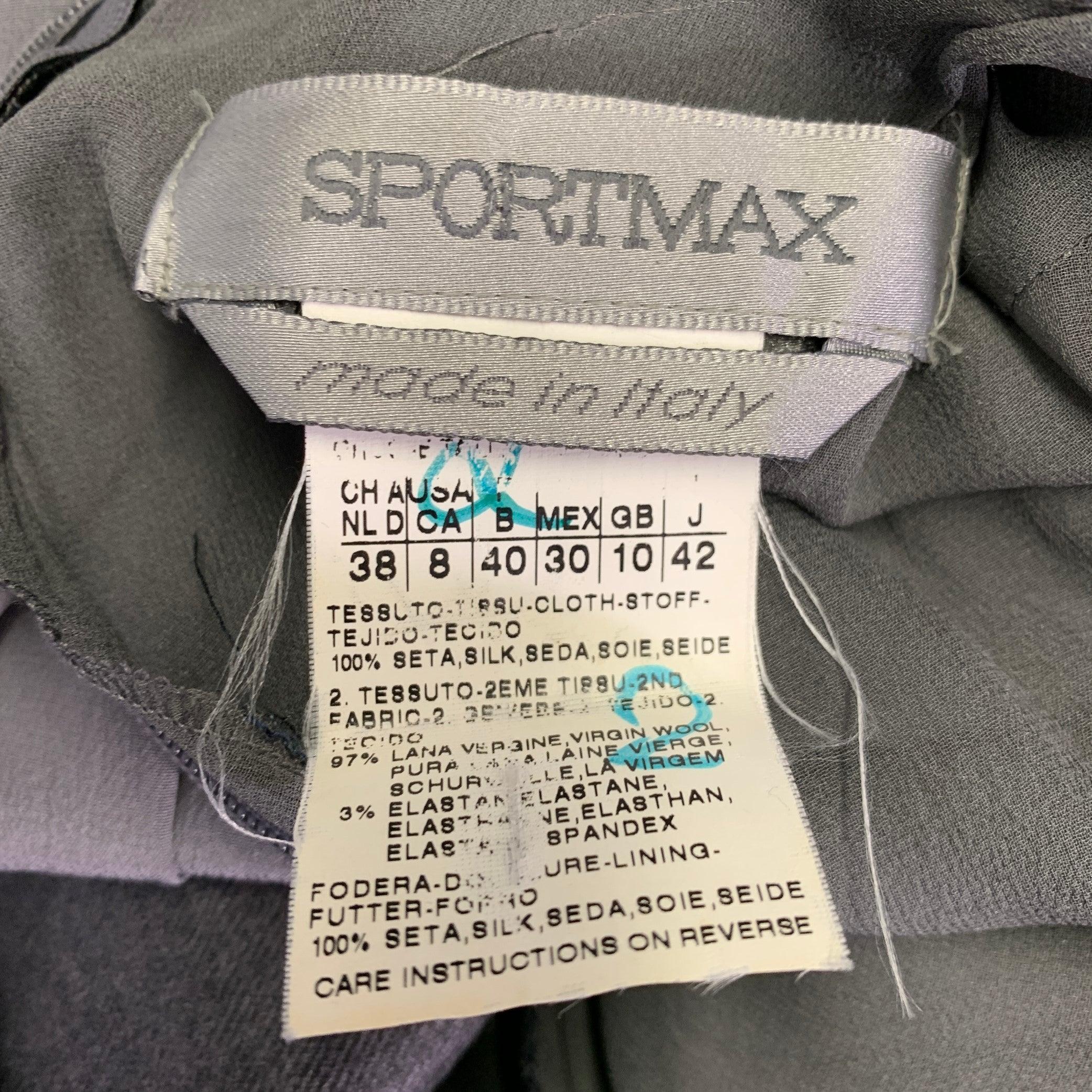 De las mujeres SPORTMAX Talla XS Gris Negro Seda Lana Virgen Mezcla Dos Tonos Vestido Plisado en venta