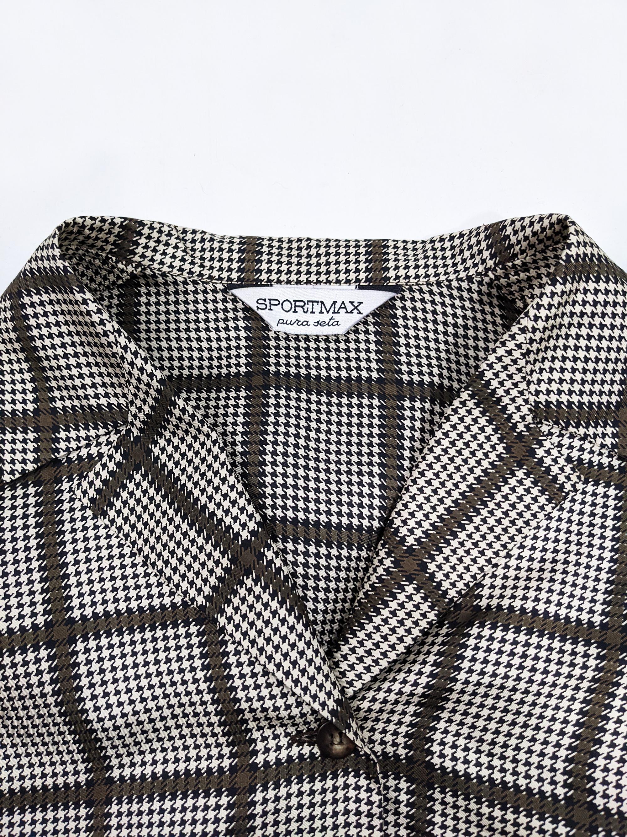 Sportmax Vintage Pure Silk Checked Blouse, 1990s For Sale 1