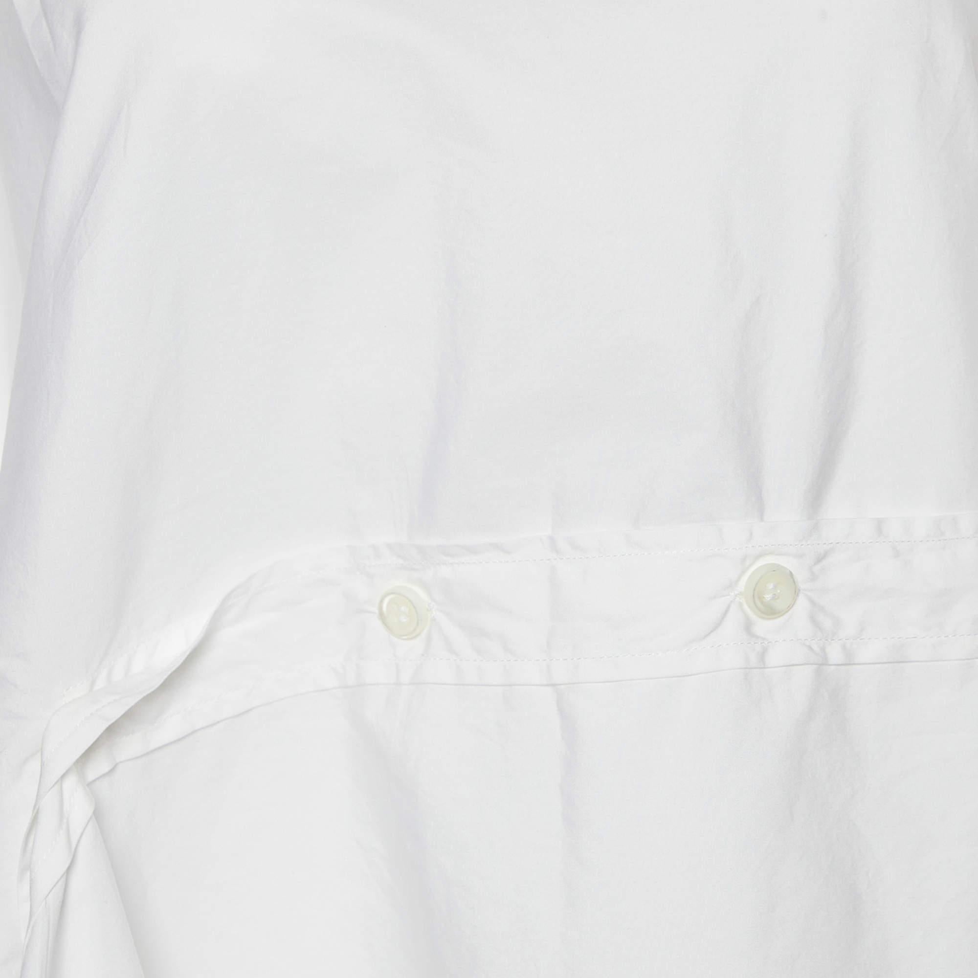 Gray Sportmax White Cotton Asymmetric Blouse L For Sale