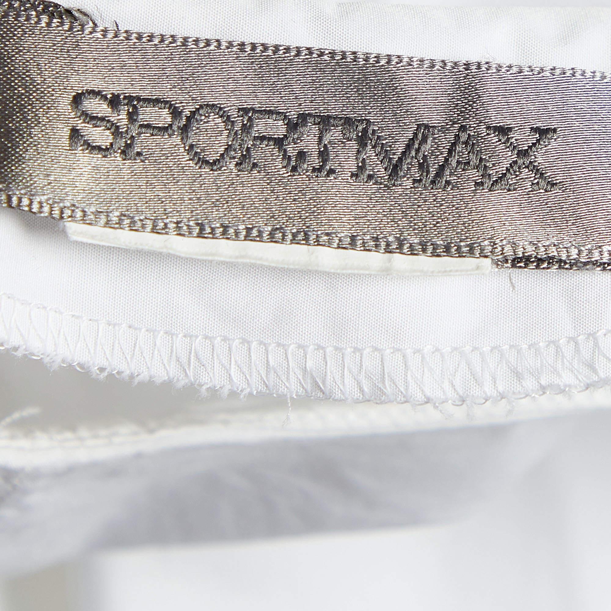 Sportmax White Cotton Asymmetric Blouse L In Good Condition For Sale In Dubai, Al Qouz 2