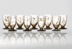 "Sportliche Art Deco Karaffe und Gläser", einzigartiges Set von Daum, Frankreich