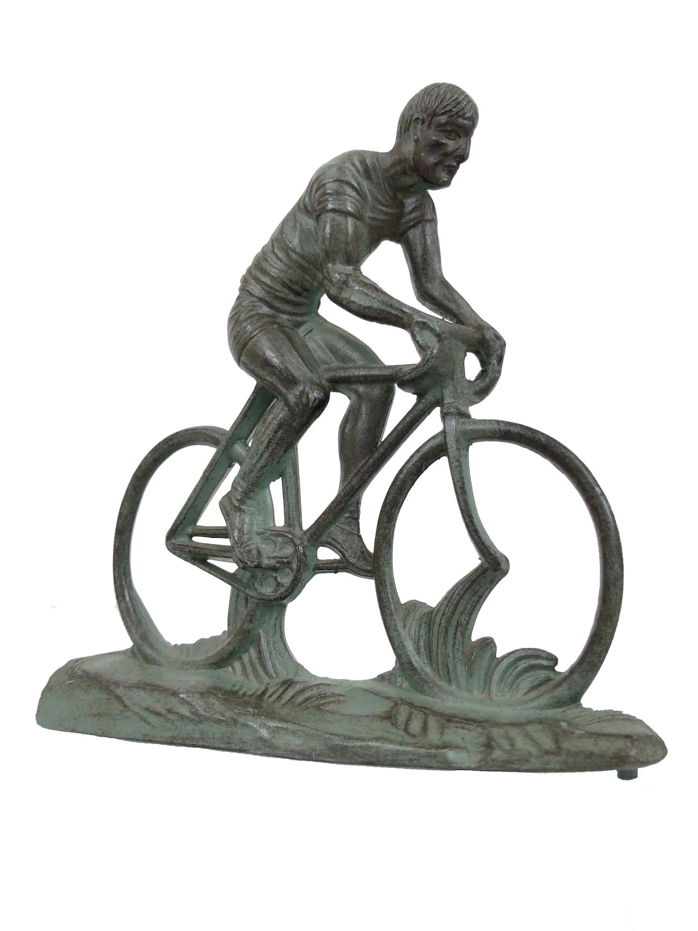 Sportsman on a Racing Bicycle, Sculpture in Spelter, Art Deco, France, 1930s 2